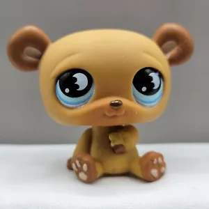 Littlest Pet Shop LPS #814 Statuina Cucciolo Orso Marrone Occhi Blu Hasbro Giocattolo - Foto 1 di 8