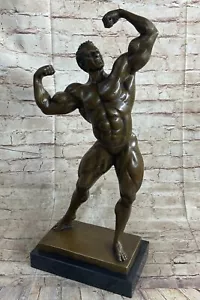 Bronze Figure Of A Body Builder Hot Cast Home Office Sculpture Decoration - Picture 1 of 10