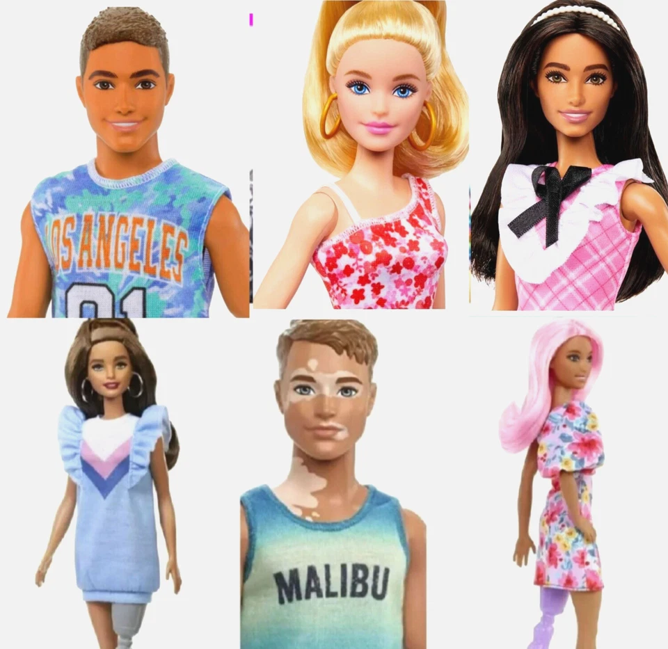 芭比时尚 Ken 带假肢白癜风套装 6 混合雕塑独一无二 — 第 1/4 张图片