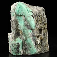 Gemstone 2.7" Emerald Hand Carved Crystal Skull Fine Art Sculpture, Healing