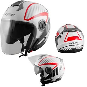 Helmet Motorbike 22-05 Double Sun Visor Graphic A-Pro White Red XL