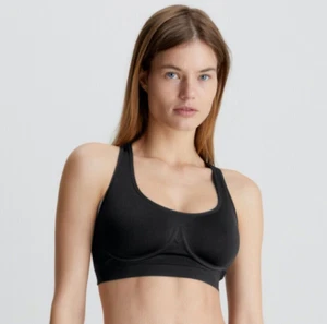 Calvin Klein Black Bonded Flex Unlined Bralette Size XL Wire-Free Style QF6945 - Picture 1 of 5
