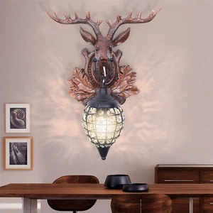 Rustic Deer Light Antler Crystal Wall Sconce Lighting Wildlife Home Rustic Decor - Picture 1 of 20