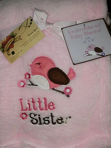 MANTA ROSA HERMANA PEQUEÑA PÁJARO FLORES S L BEBÉ TODO USO PELUCHE SUAVE NUEVO   - Imagen 1 de 3