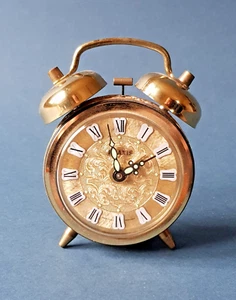 Kleiner Praxis Doppelglocken Wecker mechanische Messing Uhr Vintage Uhr - Bild 1 von 4