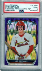 2023 Bowman #BCP-130 Luis Rodriguez Purple Raywave PSA 9 Mint - Picture 1 of 1