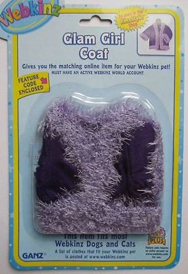 X3 purple GLAM GIRL COAT fits most Webkinz cat dog Clothing clothes ONLINE CODE - Image 1 of 4