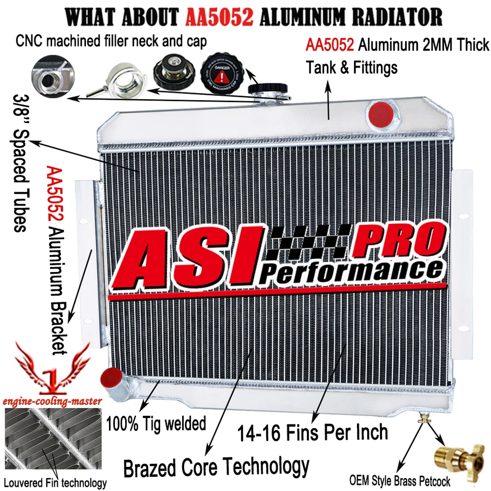 3 ROW RADIATOR FOR 1972-1986 JEEP CJ CJ5/CJ6/CJ7 2.5L 3.8L 4.2L 5.0L L4 L6 CC583 - Image 1 of 4