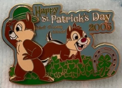 Prendedor Chip 'n Dale 2005 Día de San Patricio Walt Disney World Edición Limitada #37307 Foto 1 de 3