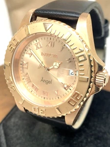 Reloj Mujer Invicta 14322 Angel Cuarzo Oro Rosa Correa Cuero Negro 40mm - Imagen 1 de 13