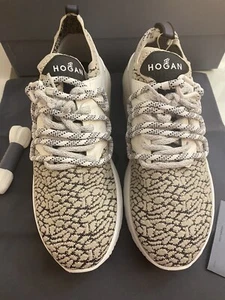 Hogan Sneakers Shoes Men Size 7 UK beige Leather/fabric Lace Up BRAND NEW - Picture 1 of 6