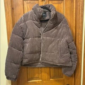 Forever 21 Veste en velours côtelé rembourrée marron L marron prune - Photo 1/11