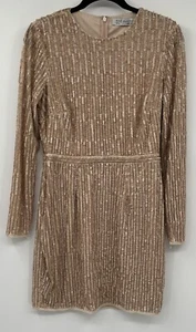 Mac Duggal 93625 Long Sleeve Sequin Mini Dress Nude Size 8 NWT - Picture 1 of 7