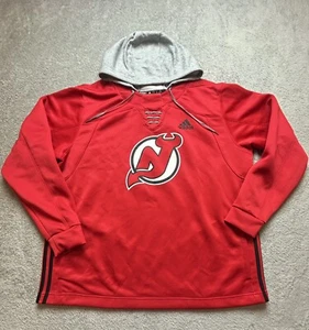 New Jersey Devils adidas Skate Lace Primeblue Team Red Pullover Hoodie 2XL - Picture 1 of 5