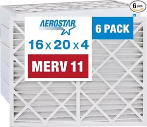 Aerostar 16x20x4 MERV 11 Pleated Air Filter- 6 Pack - Picture 1 of 1