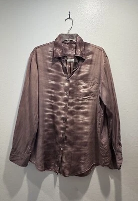Raquel Allegra Blouse Size 2 Tie Dye Button Front Silk Blend Light Purple Boho - Image 1 of 4