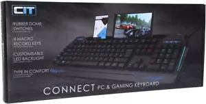 CiT Connect Wired Gaming Keyboard 7 Colour LED With Phone Holder & USB Hub UK - Picture 1 of 20