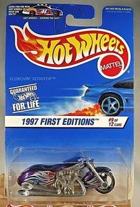 1997 Hot Wheels #519 First Editions 9/12 SCORCHIN' SCOOTER Motorcycle Purple - Picture 1 of 4