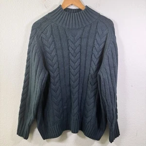 Ann Taylor Cable Knit Crew Neck Blue Sweater Women's XL - Picture 1 of 5