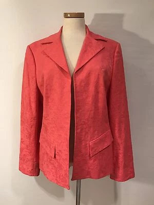 AUSTIN REED ХЛОПОК / СПАНДЕКС СМЕСЬ КОРАЛЛ ОТКРЫТЫЙ СТИЛЬ КУРТКА BLAZER РАЗМЕР 14 НОВЫЙ С ЯРЛЫКАМИ - Изображение 1 из 4