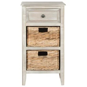 Safavieh End/SideTable Storage 26"Hx15"Wx11.8"D 3Drawer Rectangle SolidwoodWhite - Picture 1 of 3
