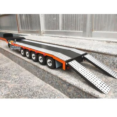 1:14 5 Axles Metal Trailer with Electric Tailboard Lifting Leg for RC Trucks - Image 1 of 3