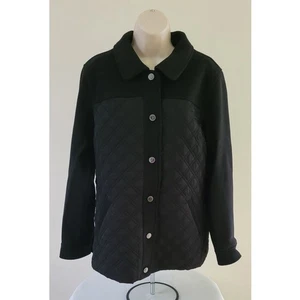 ISAAC MIZRAHI LIVE! Estate Mixed Media/Quilted Front Jacket Black NEW!!-Sz Med - Picture 1 of 11