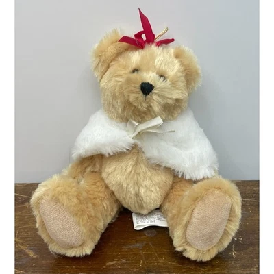 RT Sourcing Asia Plush Teddy Bear Tan with White Cape & Red Bow Stuffed Animal - Image 1 of 4