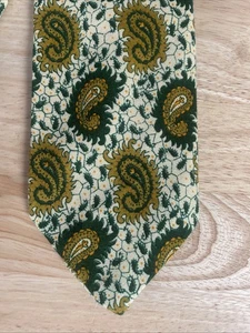1970s Vtg Fattie Men’s Neck Tie Green Gold Yellow Paisley 54” Leisure Suit JCP - Picture 1 of 8