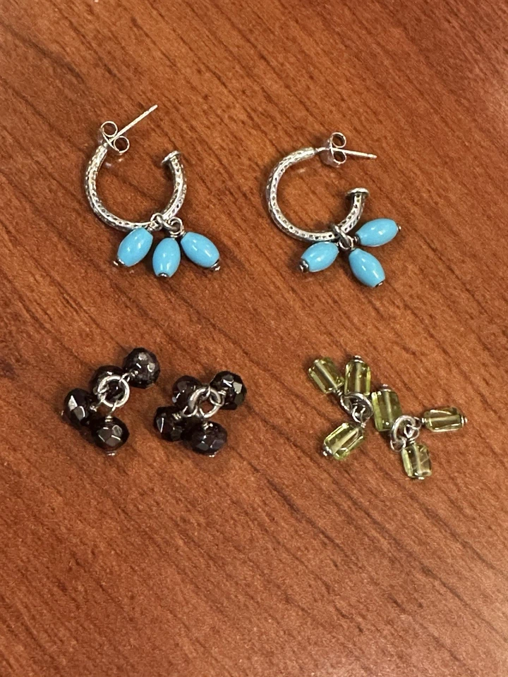 Pendientes Silpada Plata de Ley 925 1/2 Aros Turquesa Citrino Granate Racimo Foto 1 de 4