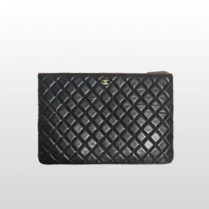 CHANEL Black Classic Gold-tone Large Clutch Lambskin A82552 147735718 - Picture 1 of 16