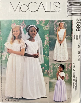 Sewing Pattern #3586 Girls & Girls Plus Dresses & Veil Size 12-16 Uncut - Image 1 of 3