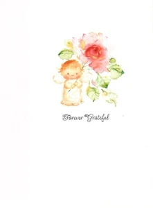 Mary Hamilton Angel Rose Roses Thank You Flower Bouquet Blank Hallmark Note Card - Picture 1 of 2