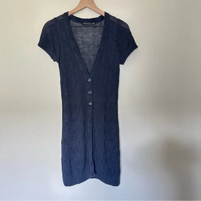 Кардиган женский Y2K THE LIMITED 100% лен длинная линия на пуговицах размер Small - Изображение 1 из 4