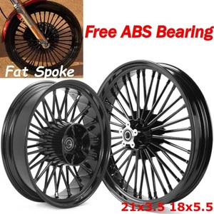 Fat Spoke Wheels 21X3.5 18X5.5 for Harley Touring Road Glide Custom FLTRX 09-UP - Picture 1 of 11