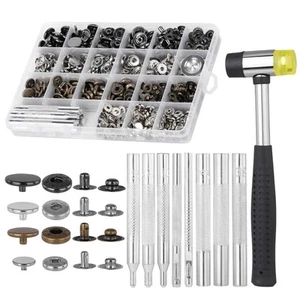 120 Sets Leather Snap Fasteners Kit 3 Sizes Metal Button Snaps Press Studs - Picture 1 of 7