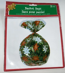 Large Basket Bags Christmas Cellophane Wrap Plastic Bag Baskets gifts 22x25x4 - Picture 1 of 3