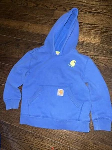Carhartt Hoodie Boys Youth small Blue Neon Logo Pullover Sweatshirt sz5 - Picture 1 of 6