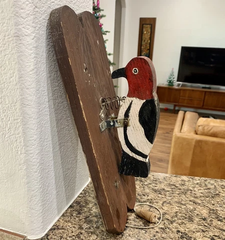 Vintage Hand Painted Wooden Woodpecker Drawstring Door Knocker Doorbell Bird Art Cover