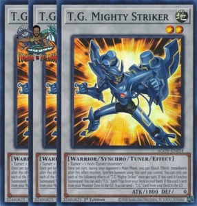 Yugioh! 3x T.G. Mighty Striker AGOV-EN034 Súper Raro 1a Edición Casi Nuevo - Imagen 1 de 1