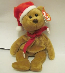 1996 TY BEANIE TEDDY STYLE 4200 BROWN NOSE, BLK EYES 10 TAG ERRORS- PVC PELLETS - Picture 1 of 4