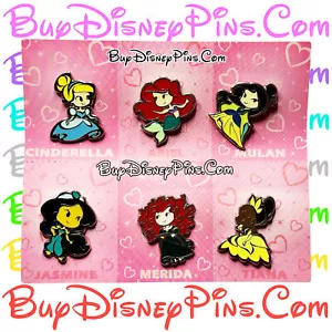Prinzessin Cutie 6 Pin Set Disney Pin Lot Bulk Arielle Jasmin Mulan Asche. - Bild 1 von 6