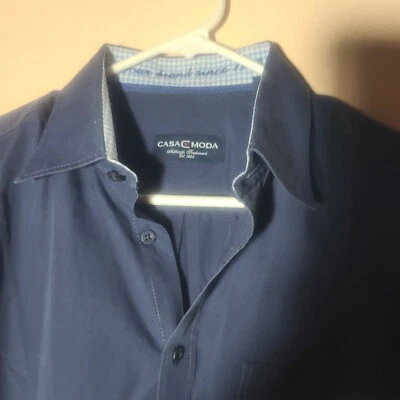 Casa Moda Shirt Mens Size Medium Dark Navy Blue Button, Long Sleeve - Image 1 of 4