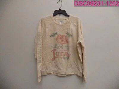 Sudadera para mujer Lucky Brand rosa con logotipo forrada de lana grande crema 7W72649 Foto 1 de 4