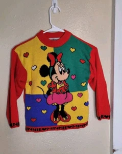 Disney Cartoons Art Wear Minnie Mouse Vintage Dweater Girls Size 5 Retro Red - Picture 1 of 11