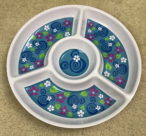 Disney Minnie Mouse Hawaiian Floral Party Serving Platter Round Plastic Dip Tray - Picture 1 of 6