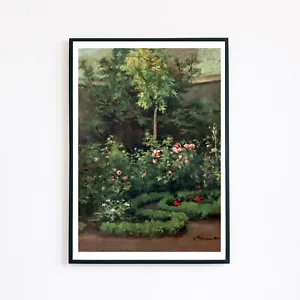 A Rose Garden 1862 Painting Landscape Vintage Illustration A5 Wall Art Print  - Picture 1 of 2