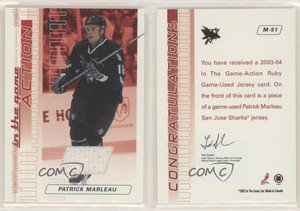 2003-04 ITG Action Game-Used Jerseys /500 Patrick Marleau #M-51