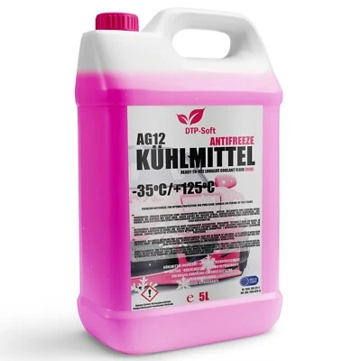 DTP-SOFT 5L ANTIGELO ROSSO AF12+ G12+ LIQUIDO REFRIGERANTE -40°C per VW AUDI VAG MB MANN