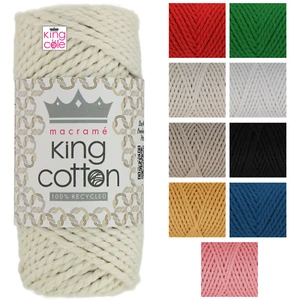 King Cole 200g Macrame King Cotton Recycled Yarn 3mm Cord Wool Crochet Craft - Picture 1 of 10